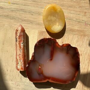 Crystals + petrified wood